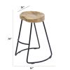 Ela 30 Inch Mango Wood Bar Stool, Saddle Seat, Iron Frame, Brown and Black