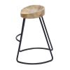 Ela 24 Inch Counter Height Stool, Mango Wood Saddle Seat, Iron Frame, Brown and Black