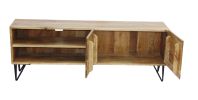 Industrial Style Mango Wood and Metal Tv Stand With Storage Cabinet, Brown