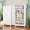 White Metal Multifunctional Storage Armoire Wardrobe Closet