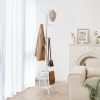 White Metal Coat Rack Entryway Hall Tree with Umbrella Holder