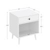 Mid-Century Modern Bedroom 1-Drawer Nightstand End Table in White Wood Finish