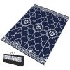 Reversible Outdoor Rug Carpet with LED Lights, 12' x 9' PP Straw Rug with Carry Bag and Ground Stakes