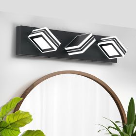 Matte Black Vanity Light Fixtures 3 Lights Up and Down LED Modern Bathroom Vanity Lights Over Mirror Acrylic Black Bath Wall Lighting