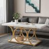 Faux Marble Coffee Table with Storage Shelf Modern Simple Style Living Room Center Table  Living Room Decor