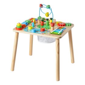 Montessori Activity Table for Toddler 1-3 Years Old, 13 in 1 Wooden Learn Activity Desk, Baby Play Table for Boys & Girls Aged 6+ Months