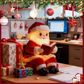 Santa Claus Reading Book Lamp, Christmas Santa Reading Book Lamp, Cute Light Up Santas Statue Vintage