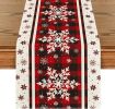 Buffalo Plaid Snowflakes Christmas Table Runner, Seasonal Winter Kitchen Dining Table Decoration for Home Party Decor 13x72 Inch