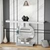 Mirrored Console Table, Modern Silver Sofa Table with O-Shaped BaseS