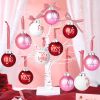 24Pcs Valentines Day Ball Ornaments, 2.36Inch Red Pink White Hanging Balls for Tree
