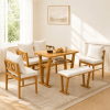 6-Piece Small Farmhouse Solid Wood Kitchen Nook Dining Room Breakfast Nook Table Set for 6