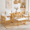 6-Piece Small Farmhouse Solid Wood Kitchen Nook Dining Room Breakfast Nook Table Set for 6