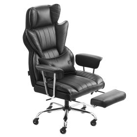Executive Office Chair with Footrest, 400lb Capacity Office Chair with Lumbar Pillow & Removable Armrests, Heavy Duty Ergonomic Chair
