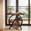 4-Story Small Cocktail Table Snack Table with Shelf Storage Compact Side Table for Living Room Bedroom
