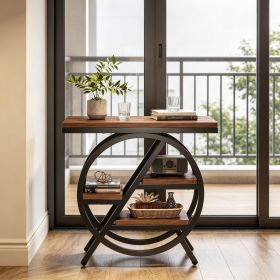 4-Story Small Cocktail Table Snack Table with Shelf Storage Compact Side Table for Living Room Bedroom