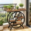 4-Story Small Cocktail Table Snack Table with Shelf Storage Compact Side Table for Living Room Bedroom