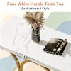 Faux Marble Coffee Table with Storage Shelf Modern Simple Style Living Room Center Table  Living Room Decor