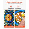 Stained Glass Window Panel, 35.1" x 12.9" Tiffany Style Hanging Transom Window Panel with Chain, Large Horizontal Rectangle Stain Glass
