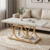 Faux Marble Coffee Table with Storage Shelf Modern Simple Style Living Room Center Table  Living Room Decor