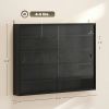 5-Tier Display Cabinet, Wall-Mounted Display Case with 2 Glass Doors and Adjustable Shelves, Jet Black