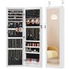 Wall-Mount/Door-Hanging Jewelry Armoire Large Capacity Mirror & LED Lights Lockable Organizer, 47.2-Inch Tall 6 LEDs Lockable Jewelry Cabinet