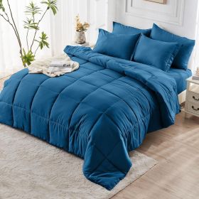 lake blue 2-Piece & 3-Piece Bedding Comforter Set – Twin/Queen/King – Soft Microfiber (Inclusion: Comforter *1+Pillowcase*2, size: QUEEN)