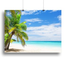 Coconut Palm trees on white sandy beach Canvas Print or Poster (type: Poster Print, size: 24" x 16" / 60cm x 40cm (approx))