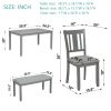 6 Piece Kitchen Dining Set, Rectangular Wooden Dining Table with 4 Upholstered Chairs and a Bench, Dining Table Set for 6 People, Living Room