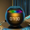 Wireless Portable Speaker With Clock Alarm & Human Body Induction, Color Atmosphere Light, Waterproof Small Speaker With Light Card