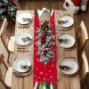 Christmas Table Runner 13x90 Inch, Xmas Trees Snowflakes Holiday Decorative Farmhouse Table Decoration for Kitchen Dinning